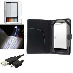 For Nook 1st Edition Leather Case+2 LCD Film+LED Reading Light+USB 