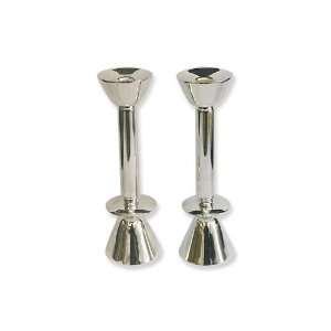  Sterling Silver Shabbat Candlesticks with Inserted Discs 