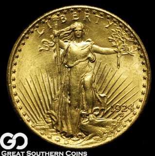 1924 $20 GOLD St Gaudens Double Eagle CHOICE BU  