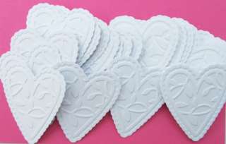 30 Sizzix Die Cut Shapes WHITE LACY LACE HEARTS Scrapbooking Wedding 