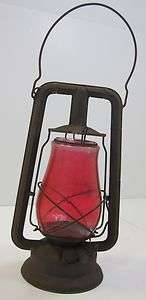   GLASS 1920s Dietz Monarch Vintage Antique Kerosene Oil Lantern  