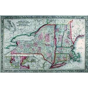   Mitchell 1861 Antique Map of New York & New England