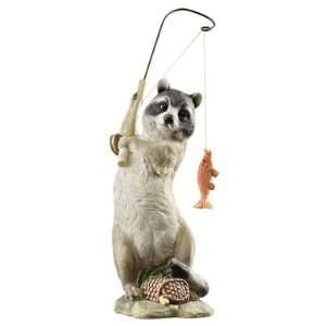  Funny Fisherman Raccoon Statue Sculpture
