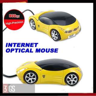   Car Shape Blue Light USB Wire Internet Optical Mouse Mice New  