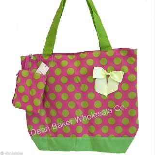 Large Polka Dot Pink Green Oversized Shopping Tote Bag  