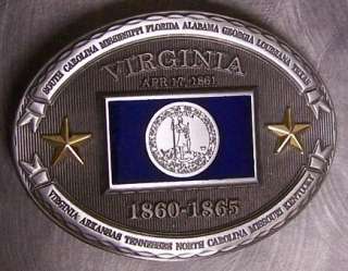 Confederate States Belt Buckle Virginia Flag NEW  