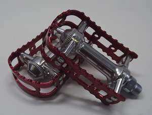 New MKS BM 7 Old School BMx Pedals 9/16 KKT Red Anodized  