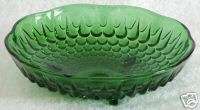 Anchor Hocking Forest Green Hobnail 3 Toed Candy Bowl  