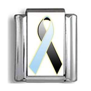    Black and Blue Awareness Ribbon Photo Italian Charm Jewelry