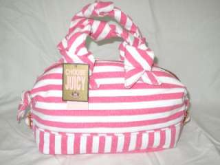 NWT Juicy Couture Pink & White Canvas Striped Satchel Handbag Retail $ 