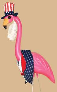 Plastic Pink Uncle Sam Flamingos Yard Lawn Ornament  