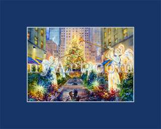 Rockefeller Center Christmas Tree Watercolor Picture  