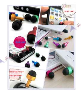 Earphone Jack Plug Dust Cover Mini Touch Pen Stylus 3.5mm For iPhone 