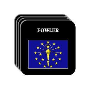 US State Flag   FOWLER, Indiana (IN) Set of 4 Mini Mousepad Coasters