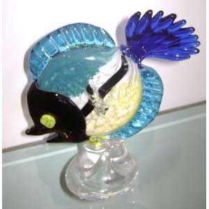  8 Blue Clear Crystal Glass Tropical Fish Figurine