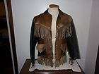  Fur Leather jacket with Fringe unique Western Cowboy Cowgirl Indian