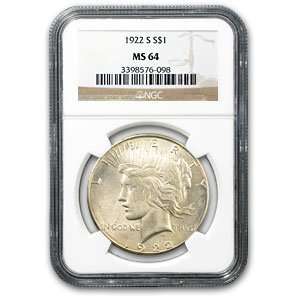  1922 S Peace Dollar MS 64 NGC Toys & Games