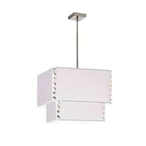   Light 2 Tier Square Pendant in Polished Chrome with Gina White Shade