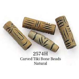 Carved Tiki Horn Beads   4 Pieces   Beadery Elements   2574H