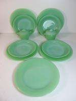 13 PIECES FIRE KING JANE RAY JADITE DINNER PLATE SOUP BOWL SUGAR 