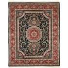   Dark Green and Rust Wool Area Rug, 5 Feet 6 Inch by 7 Feet 6 Inch