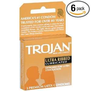  Trojan® Ultra Ribbed Lubricated Condom   3pack (box of 6 