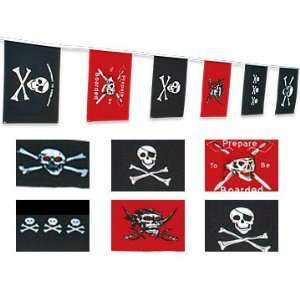  Pirate Pennant 25ft String 15 Style Flag 13.5x19in Patio 