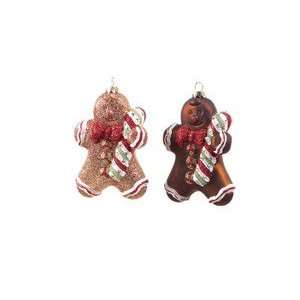 Set 12 Brown Glass Gingerbread Candy Christmas Ornament  