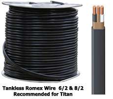 Romex wire for Tankless Installation   6/2 and 8/2 gauges   Top 