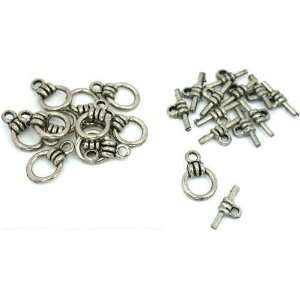   12 Bali Toggle Clasp Antique Silver Bead Jewelry Part