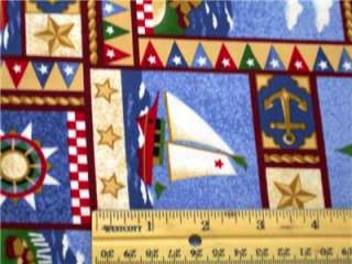New Nautical Lighthouse Fabric BTY Sailboats  