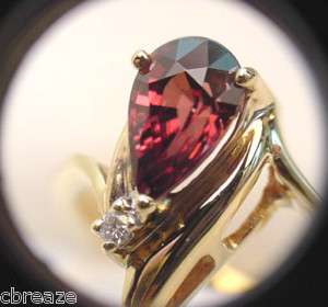 IMPERIAL PINK NATURAL ZIRCON & DIAMONDS 14K GOLD RING  