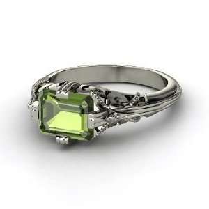  Acadia Ring, Emerald Cut Green Tourmaline Palladium Ring Jewelry