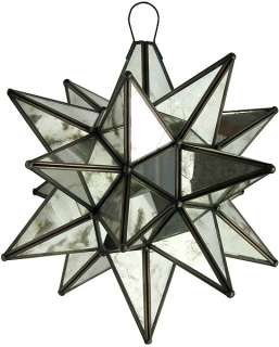 MERCURY GLASS MOROCCAN STAR HANGING PENDANT LIGHT F4  