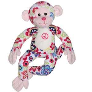  Retro Peace Monkey Flower Power Stuffed Animal Plush Toy 