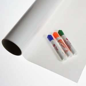  Dry Erase Self Adhesive Roll 24in x 10ft w/ 3 Markers 