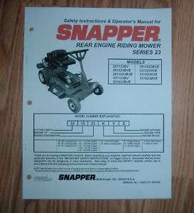 SNAPPER REAR ENGINE RIDER SERIES 23 OWNERS MANUAL  