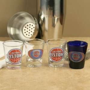  NBA Detroit Pistons Team Logo 4 Pack Shot Glass Set 