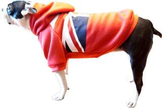 Dog Miss Pet England flag pattern Hoodies in Red Size 5  