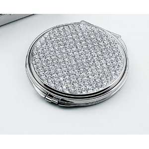  GLITTER GALORE ROUND COMPACT MIRROR, NICKEL PLATED 