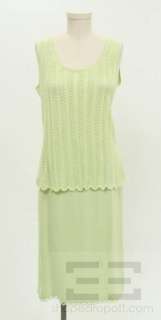 St. John Collection 3pc Lime Green Knit Jacket, Shell, & Skirt Set 