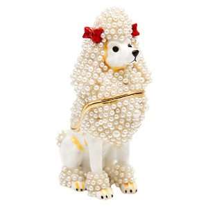  Porcelain and Pearls White Poodle Trinket Box