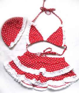 RED Polka dots Baby Girls Swimwear Swimsuit Bikini 2 7T  