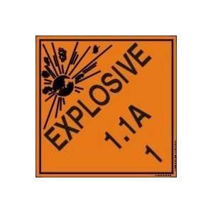  Standard DOT Labels EXPLOSIVE 1.1A (W/GRAPHIC) 4 x 4 