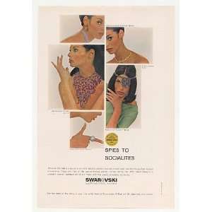1966 Swarovski Jewelry Earrings Necklace Eyepatch Print Ad 