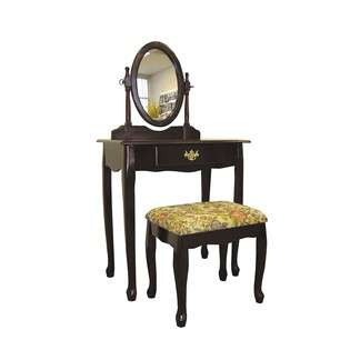ORE 3 pcs Vanity Set with Queen Anne Design Rich Cherry Finish at 