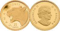 2011 Cougar Proof 25 Cent .9999 Fine Gold  