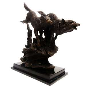  Bronze Statue Pack of Wolves Wild Animal Wolf Sculpture 
