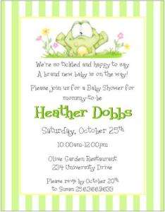 12 Cute Frog with Stripes ~ Baby Shower Invitations~NEW  