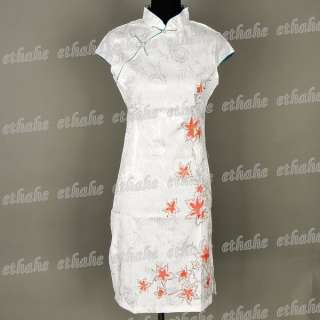 Maple Leaf Chinese Evening Cheongsam Mini Dress E6CW68  